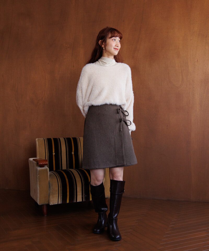 30%OFF】wrap ribbon mini skirt～ﾗｯﾌﾟﾘﾎﾞﾝﾐﾆｽｶｰﾄ | flower／フラワー