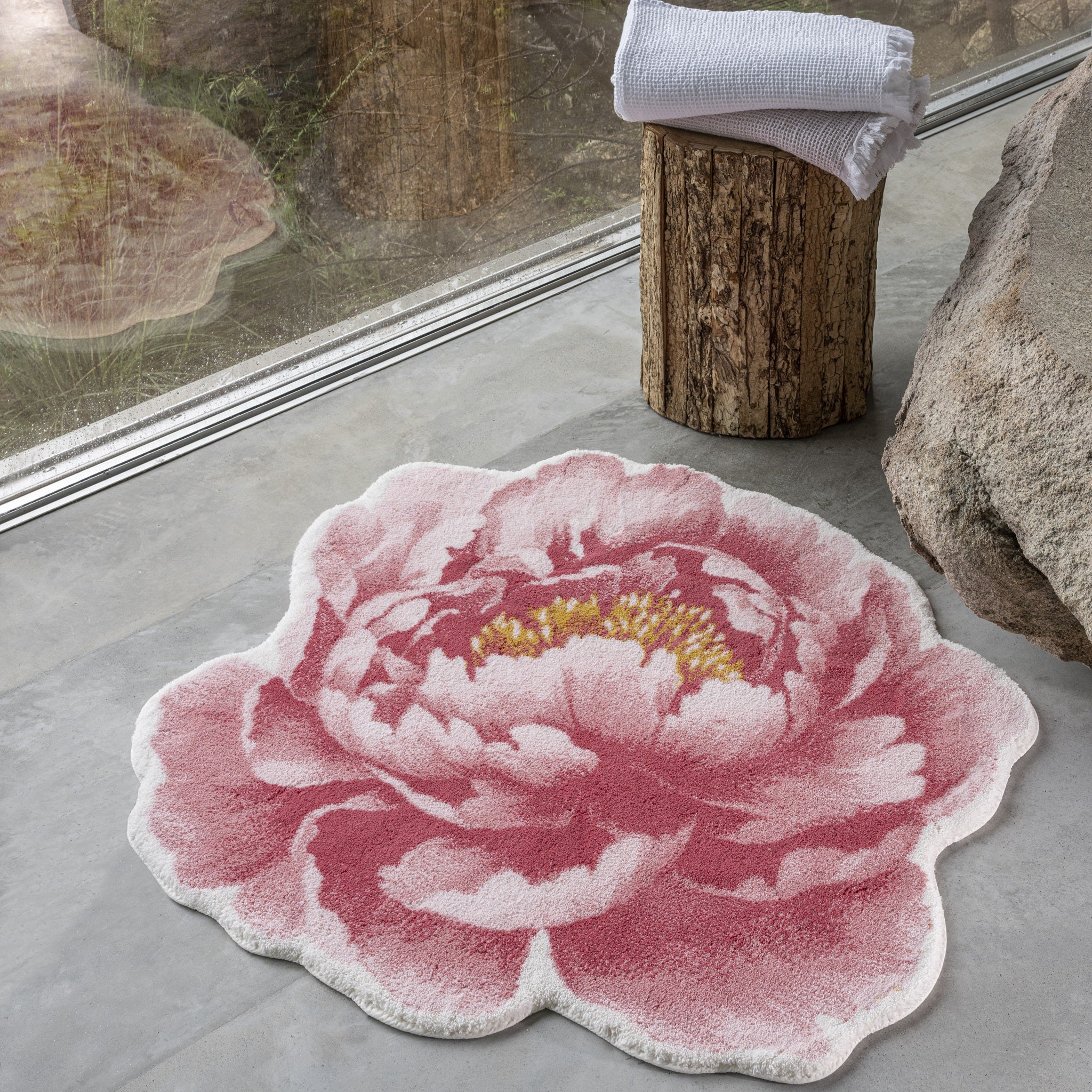 Abyss Habidecor Pivoine Bath Rug - Flamingo (573) | Pure Cotton