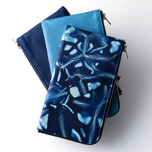 池之端銀革店】Cramp×SUKUMO Leather 藍染めL字ファスナーロング