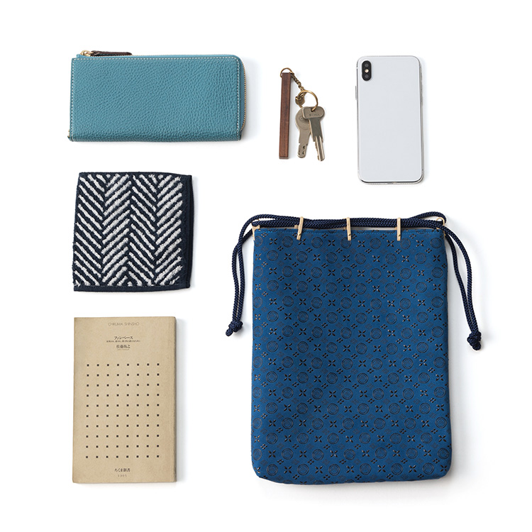 印傳の山本】合切袋 ”フジマキブルー” 大 | 藤巻百貨店