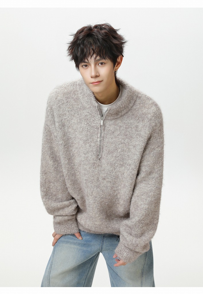 30代メンズファッション ハーフジップニットセーター トップス|30代