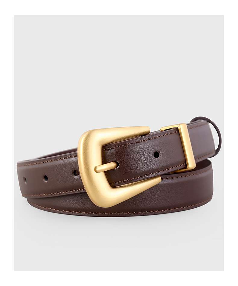 ベルト レディース レザーベルト 上品な印象のゴールド金具付きレザー