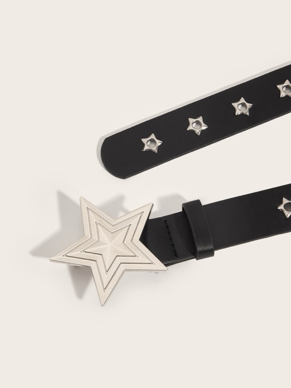 レディース ベルト 星型バックル レディース レザーベルト 合成皮革