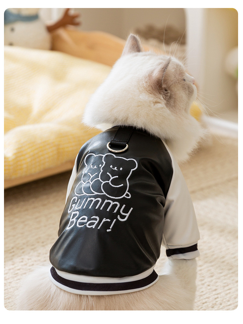 猫服洋服 くまちゃんプリントスタジャン 洋服|猫服専門通販 ねこはぴ