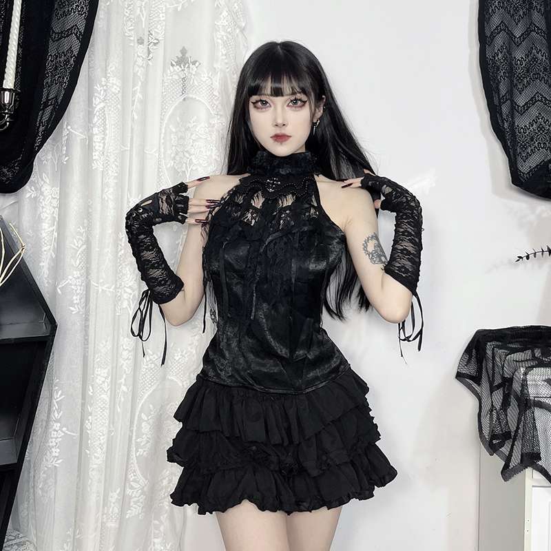 パンクファッション ゴシックレースアップワンピース ワンピース