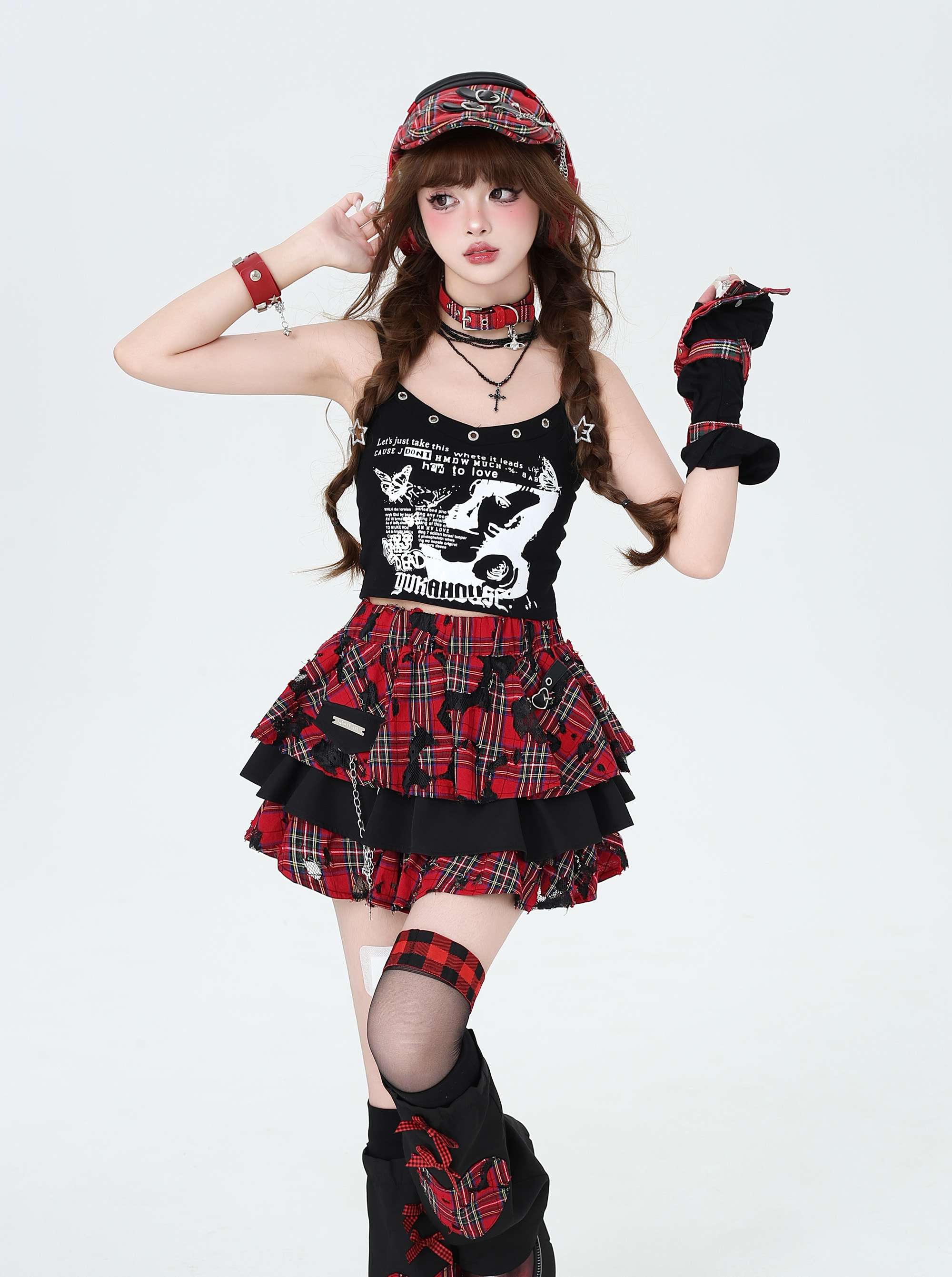 パンクファッション パンク系チェック柄ミニスカート スカート|パンク