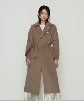 Sサイズ 〕 アンゴラウール ロングトレンチコート（96-15WM05-205