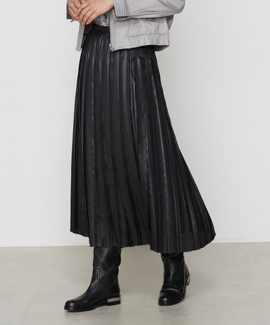 エンボスチンツサテン コンビネーションボックスプリーツスカート（01