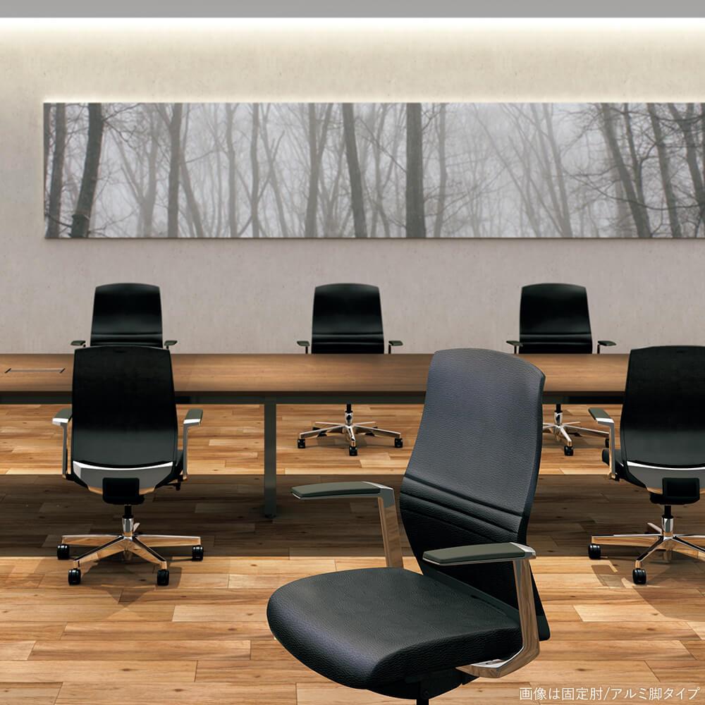 KT-7 ビニルレザーチェア 固定肘 アルミ脚 (オフィスチェア ワーク