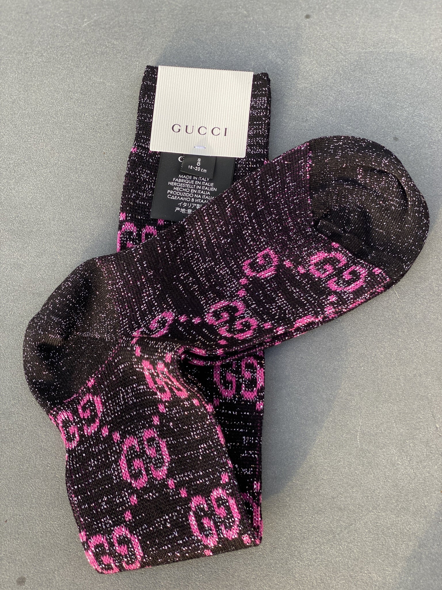 Gucci GG Socks in Black with Pink Lamé GG – Gavriel.us