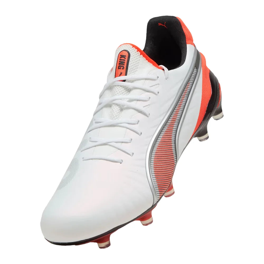 Men's King 20 Ultimate FG/AG Soccer Cleat - Puma White/Glowing Red