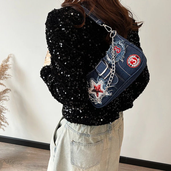 Qoo10] デニム脇下バッグ2024新型韓国版ファッ