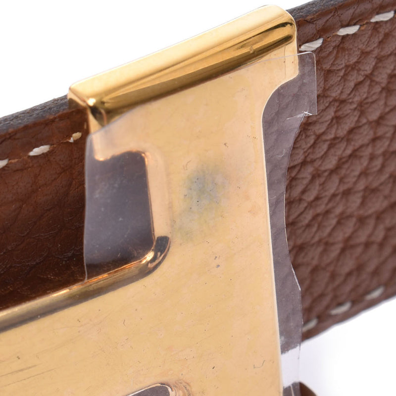 エルメスHベルト サイズ80cm ゴールド/黒×ゴールド金具 □F刻印(2002