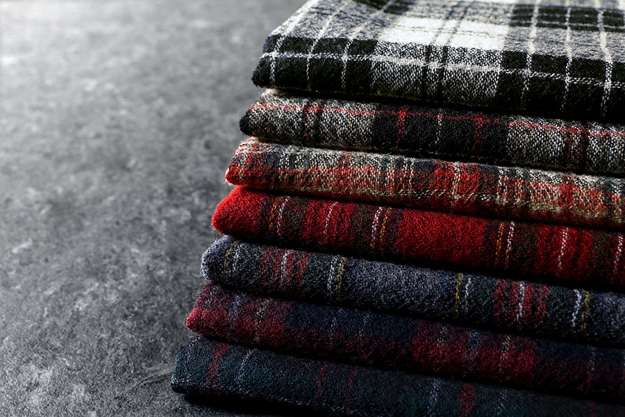 反物販売】洗いをかけた ウールガーゼチェック 【毛 生地 ストール