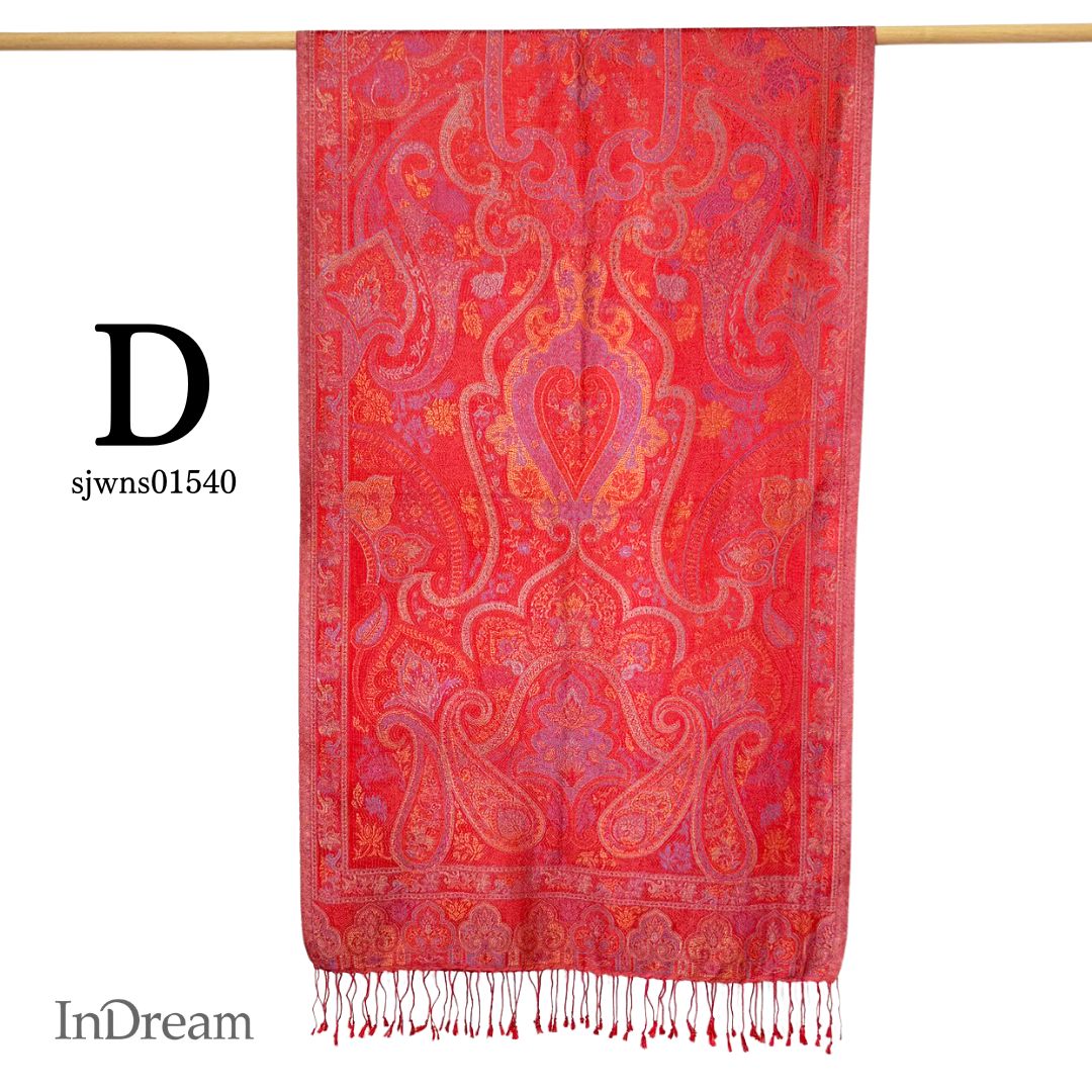 InDream ペイズリー柄 シルク ストール 中判 ［55cmx180cm］ 赤 レッド