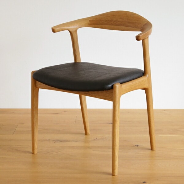 オメガ2 ダイニングチェア/椅子(セミアームチェア・ハーフアーム) 無垢