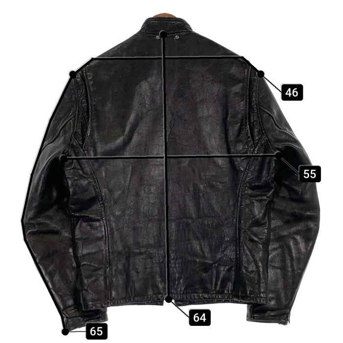 60's~ レザーシングルライダースジャケット 逆ハの字 ブラック TALON