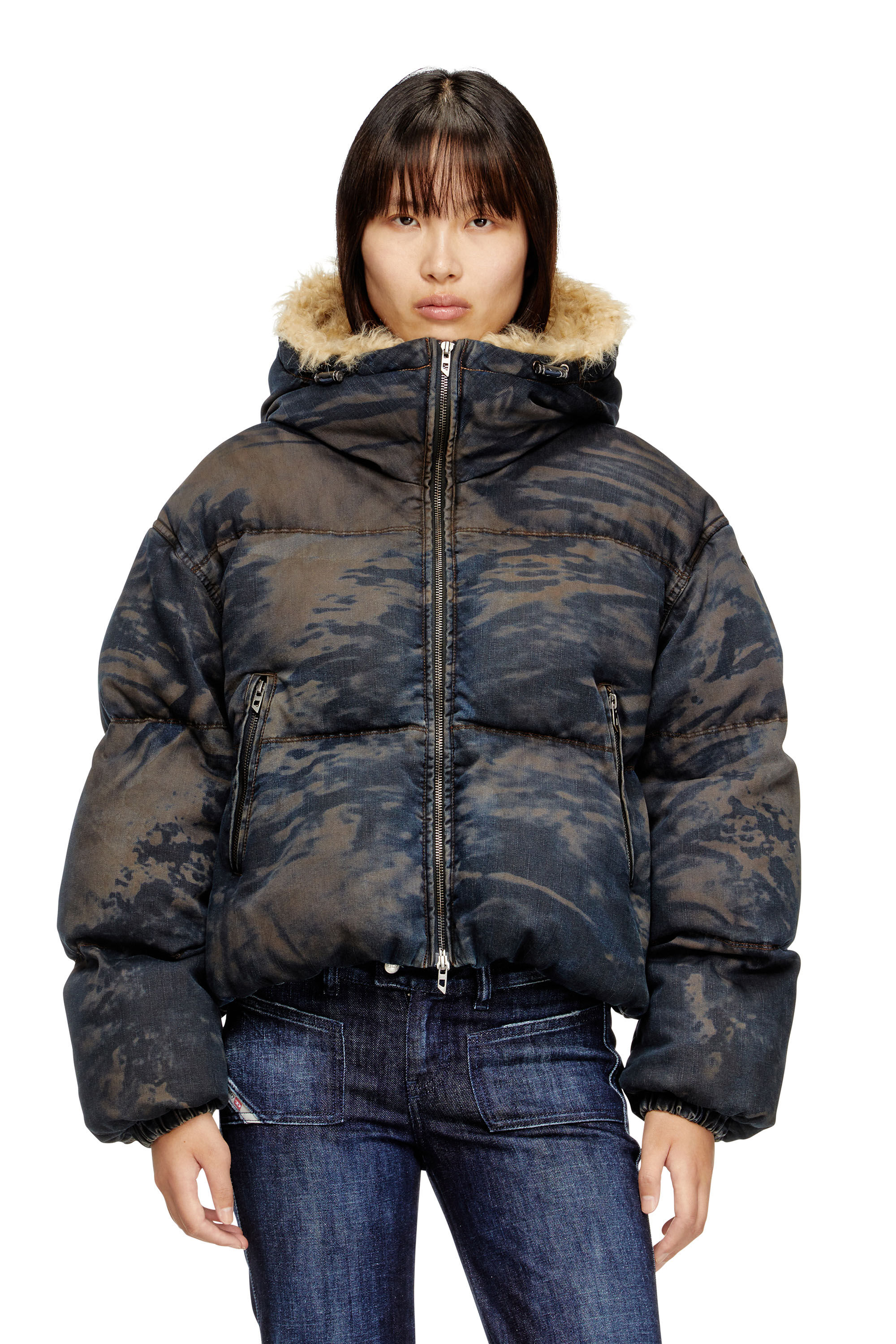DIESEL fur mohawk hoodie jacket モヒカン Women's Hooded puffer