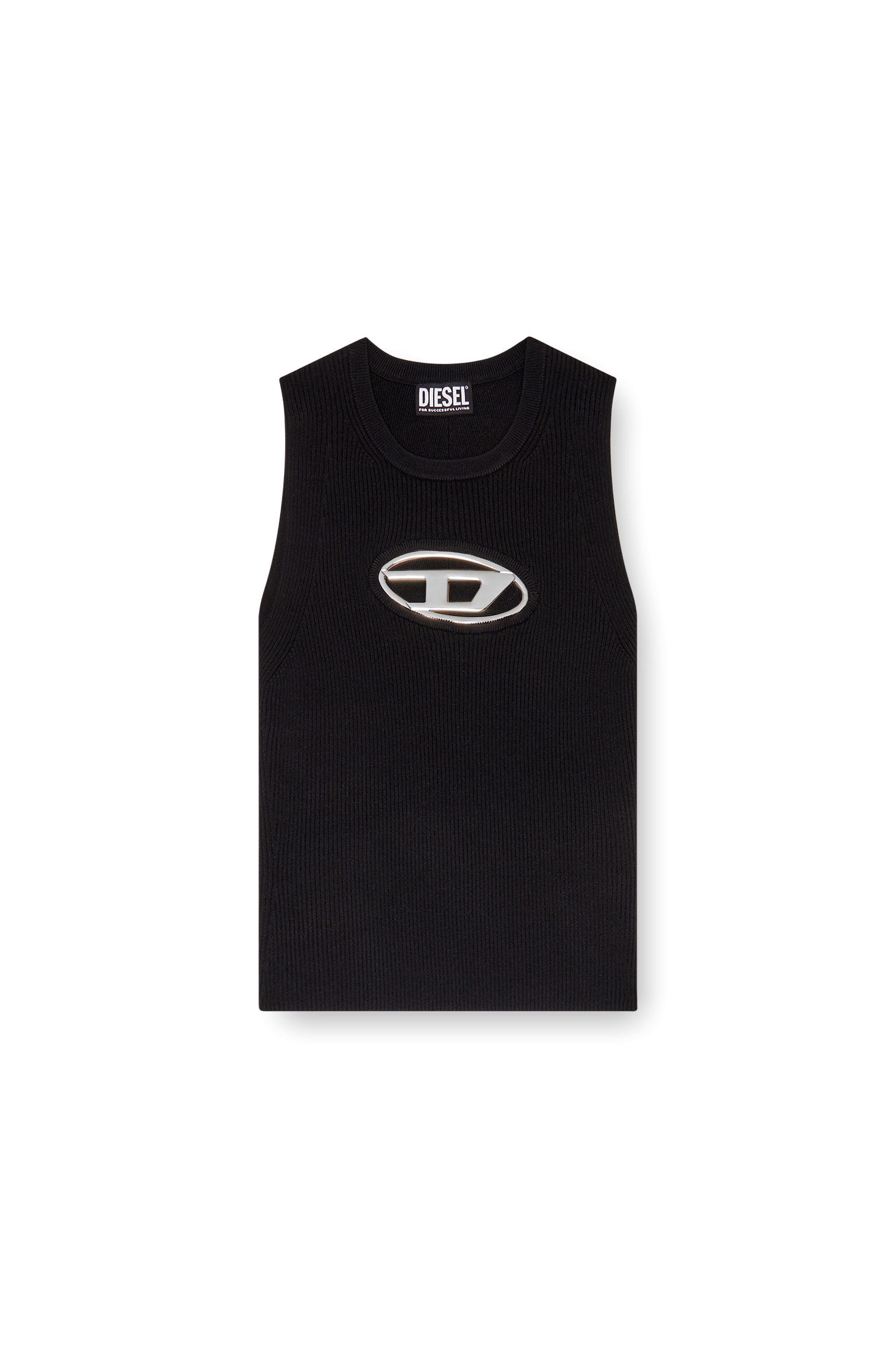 M-ONERVA-TOP Woman: Cut-out knit tank top, D logo plaque | Diesel