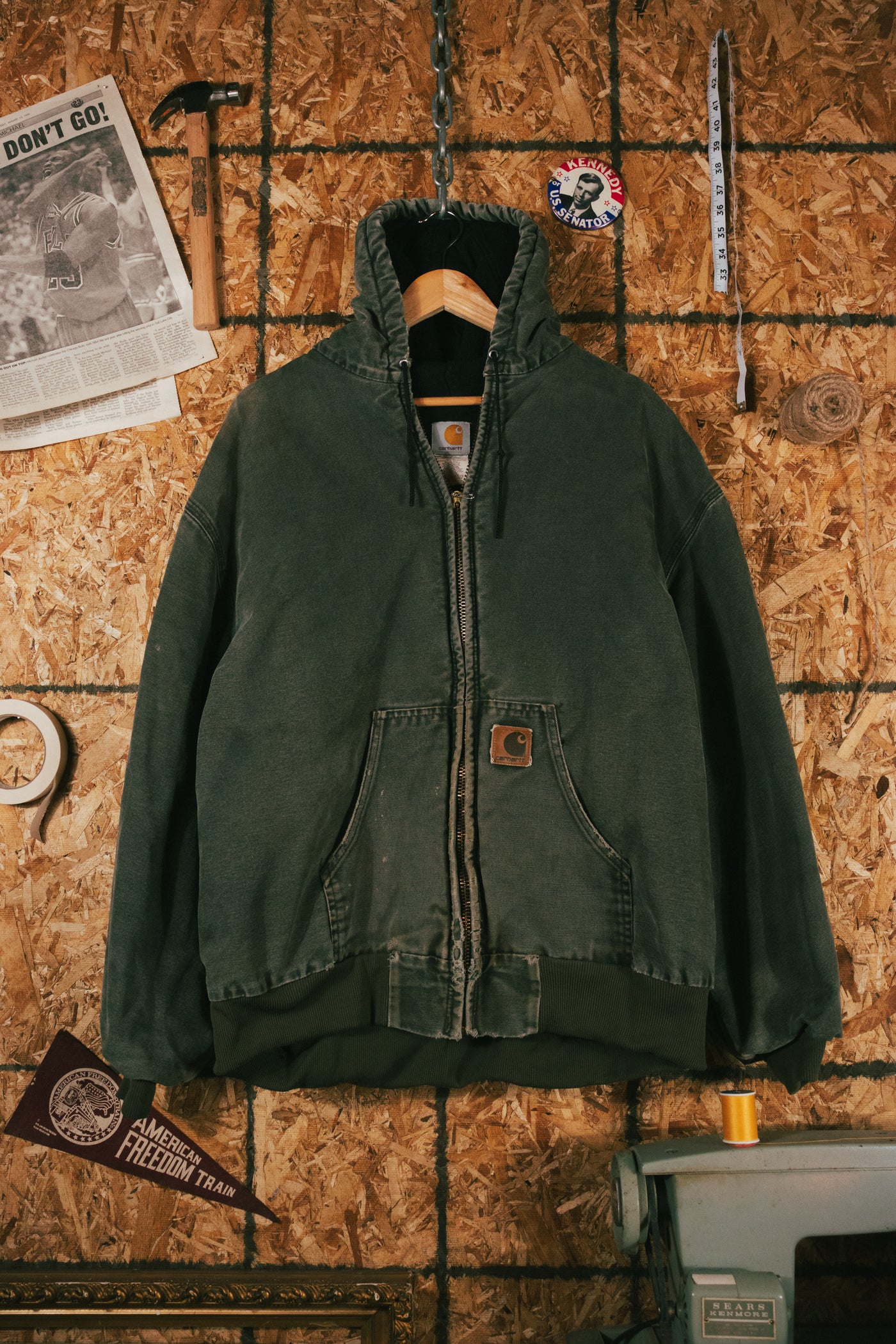 Vintage 90s Carhartt Hooded Jacket J68 - Moss – Grateful Threads