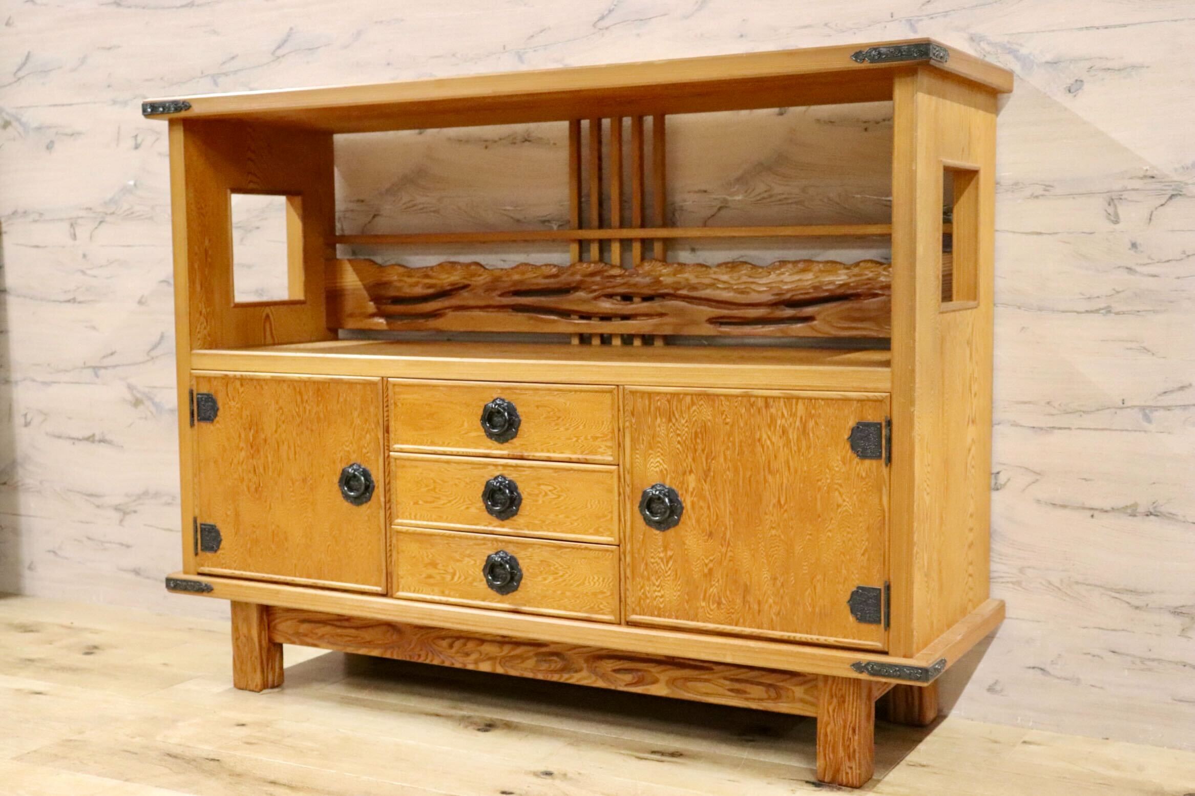 GMHH226A○世界遺産屋久杉 茶棚 飾り棚 茶箪笥 サイドボード リビング