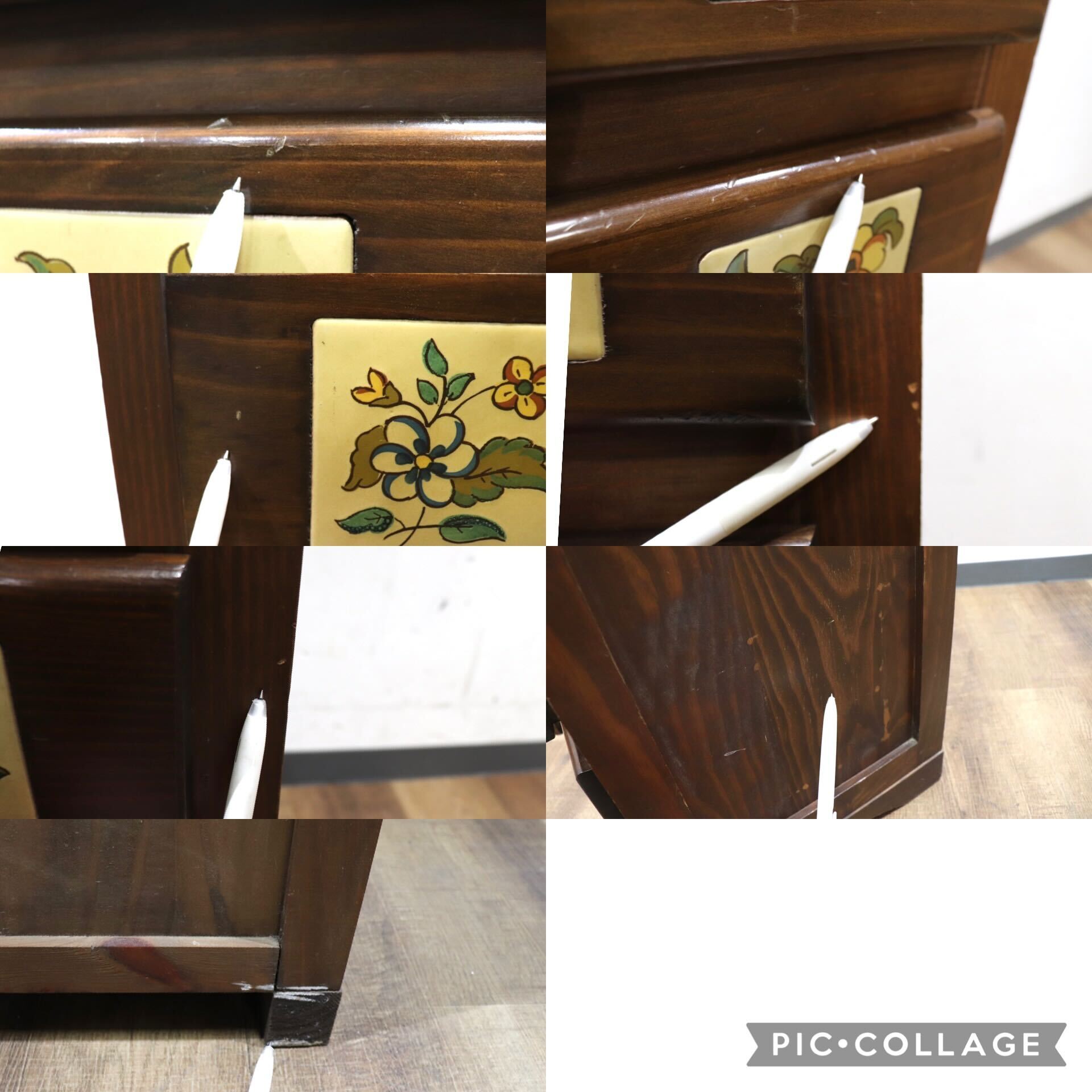 GMHK548○バレンシア家具 スペイン製 タイルチェスト 4段チェスト