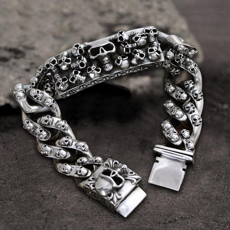 Retro Sterling Silver Skull Bracelet – GTHIC