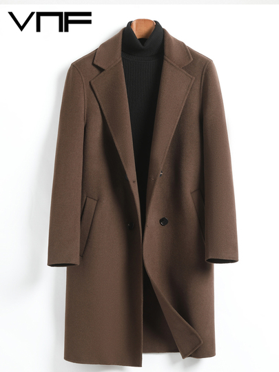 Vnf メンズ ウールブレンド ダブルブレストコート - ブラウン