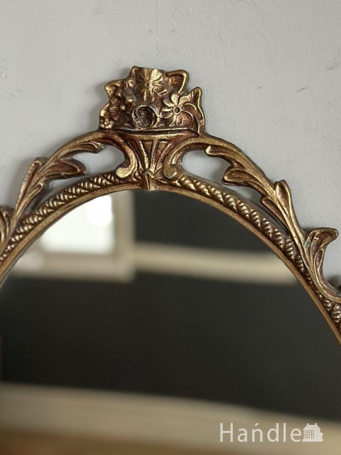 イギリスから届いたおしゃれなアンティークミラー、縁取りの