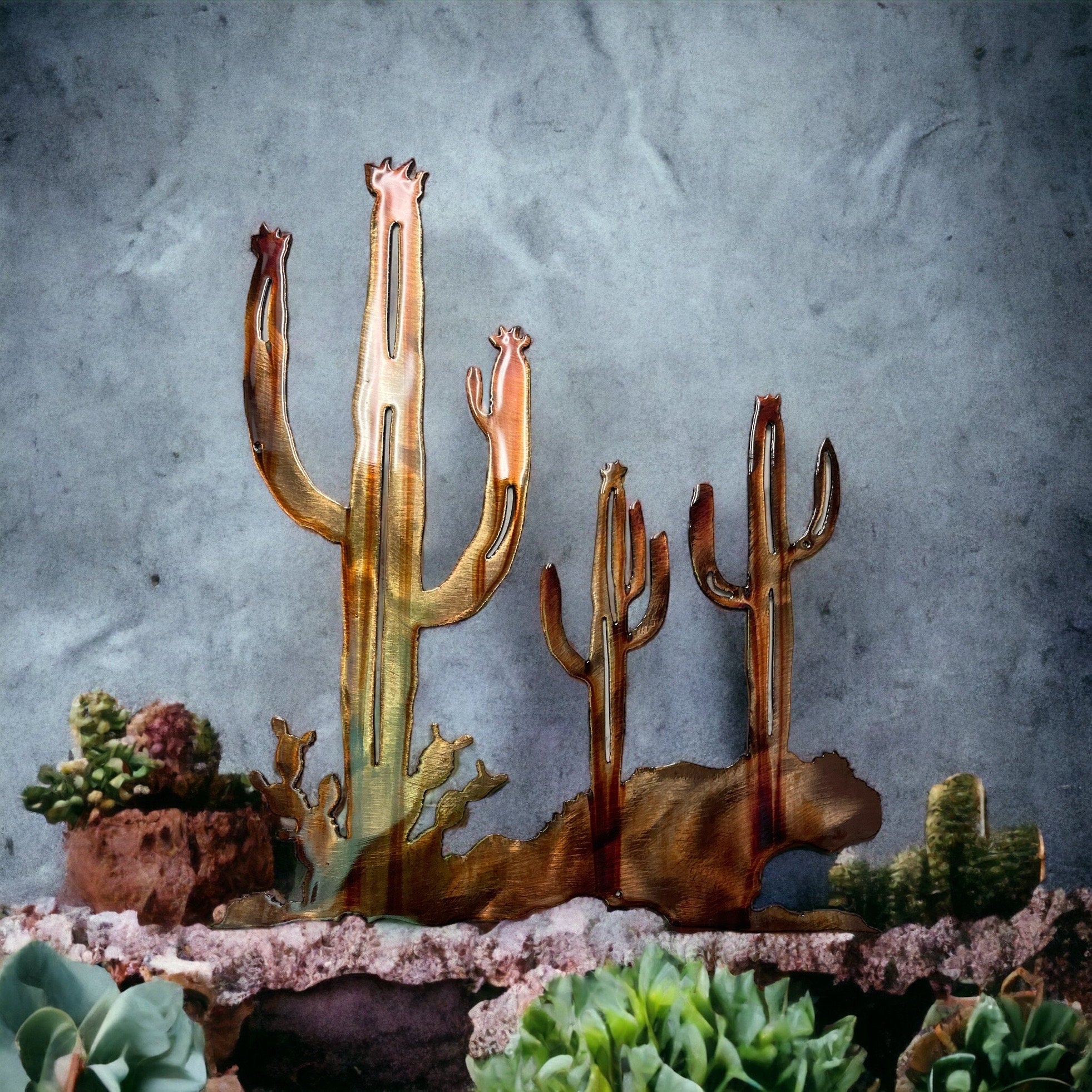 Arizona Cactus Trio Metal Wall Art – HGArtworksCo