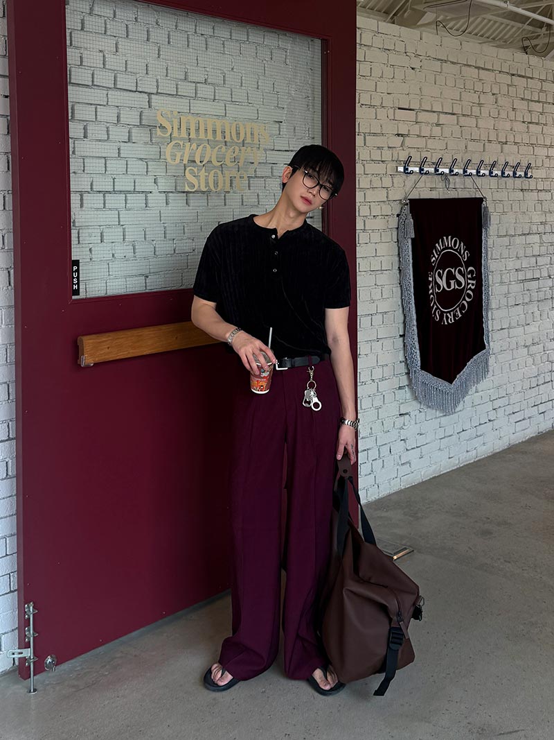 ASCLO Velour Henry Neck Muscle Short Sleeve T (4color) - ASCLO