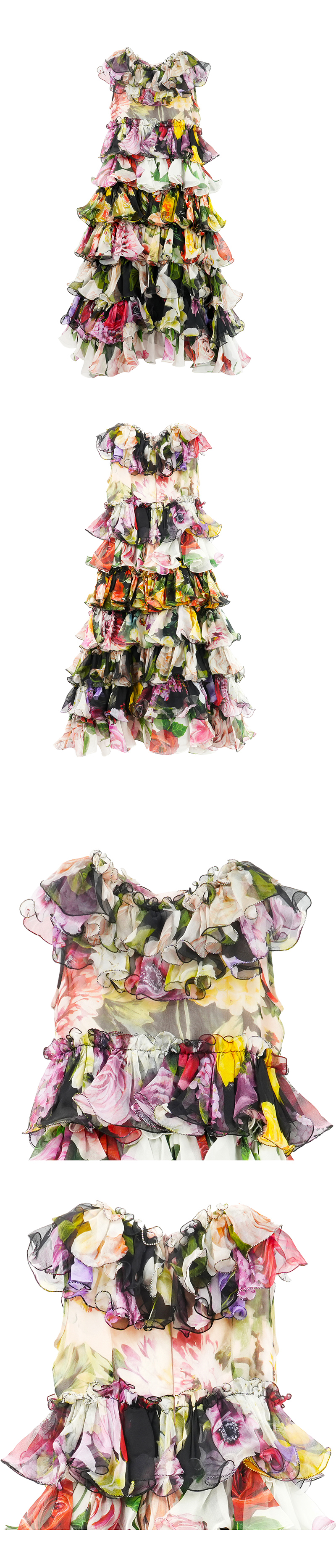 DOLCE ＆ GABBANA 花柄プリント シルクロングドレス