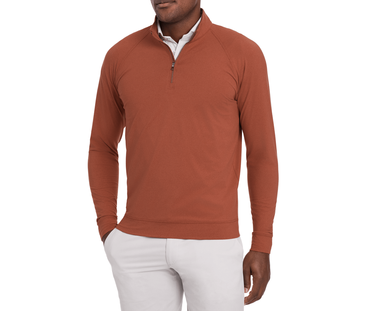 Men's Burnt Orange Quarter-Zip Pullover | Holderness & Bourne