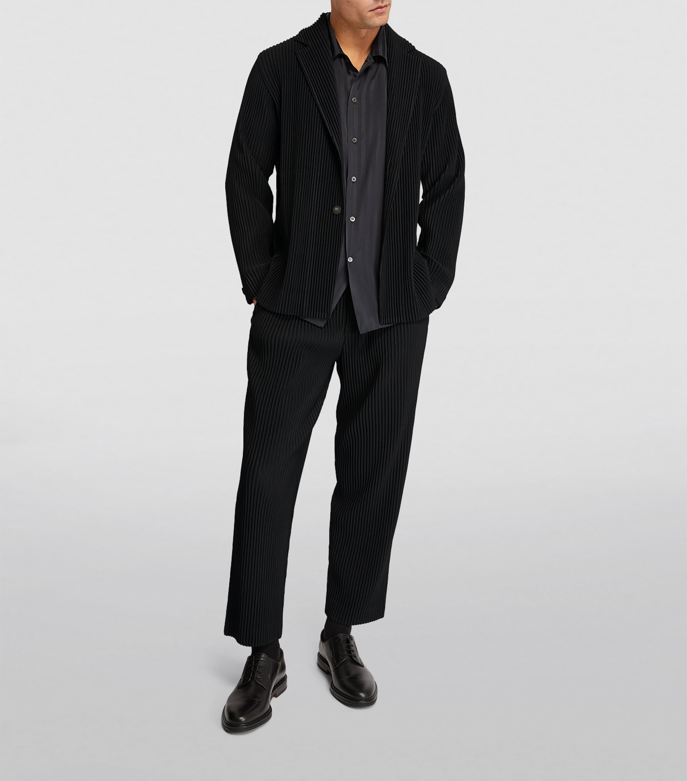 Homme Plissé Issey Miyake Black Pleated Straight Trousers | Harrods CA