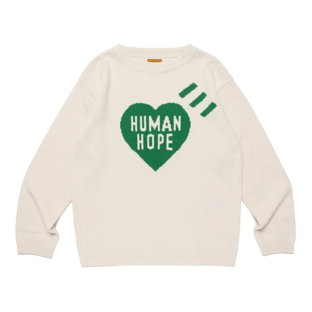 Human Hope Heart Knit Sweater | Stylish Comfort in Japan