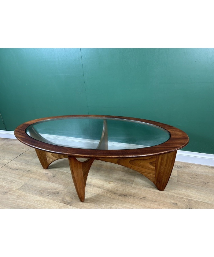 Mid Century Teak Glass Top G Plan Astro Oval Coffee Table - Hunt