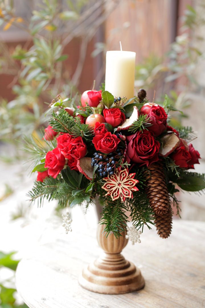 クリスマスのキャンドルアレンジメント