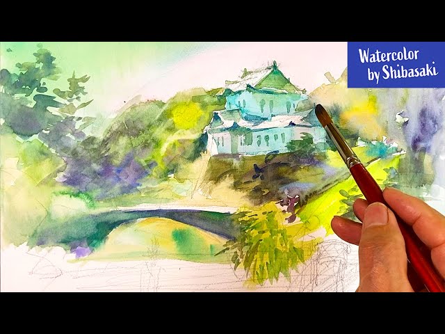 Eng sub] Tokyo Imperial Palace | Japanese Landscape Painting demo