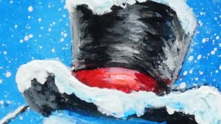 赤いマフラーの雪だるま】絵画 油彩 油彩画 絵 油絵 油絵 ミニ絵画