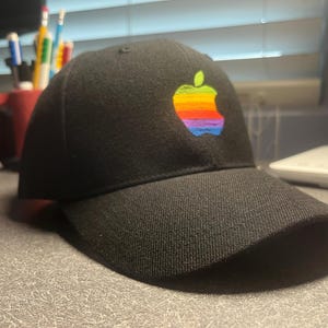 Retro Apple Computers Rainbow Logo Hat - Embroidered Baseball Cap