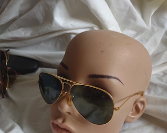 Ray Ban B&L Black Aviator 62 14 Vintage Sunglasses Made in USA