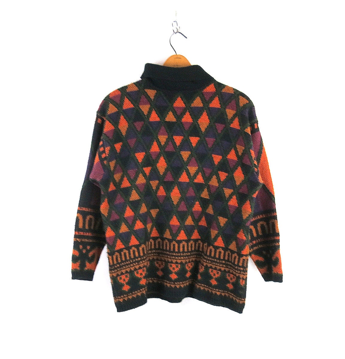 Triangle Pattern Turtleneck Sweater | Vintage 90s Retro Winter