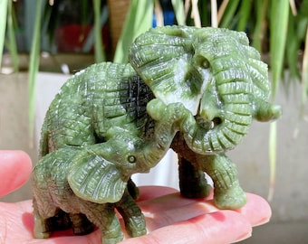 瑪瑙ジオード象の彫刻：天然クリスタルレイキヒーリング装飾