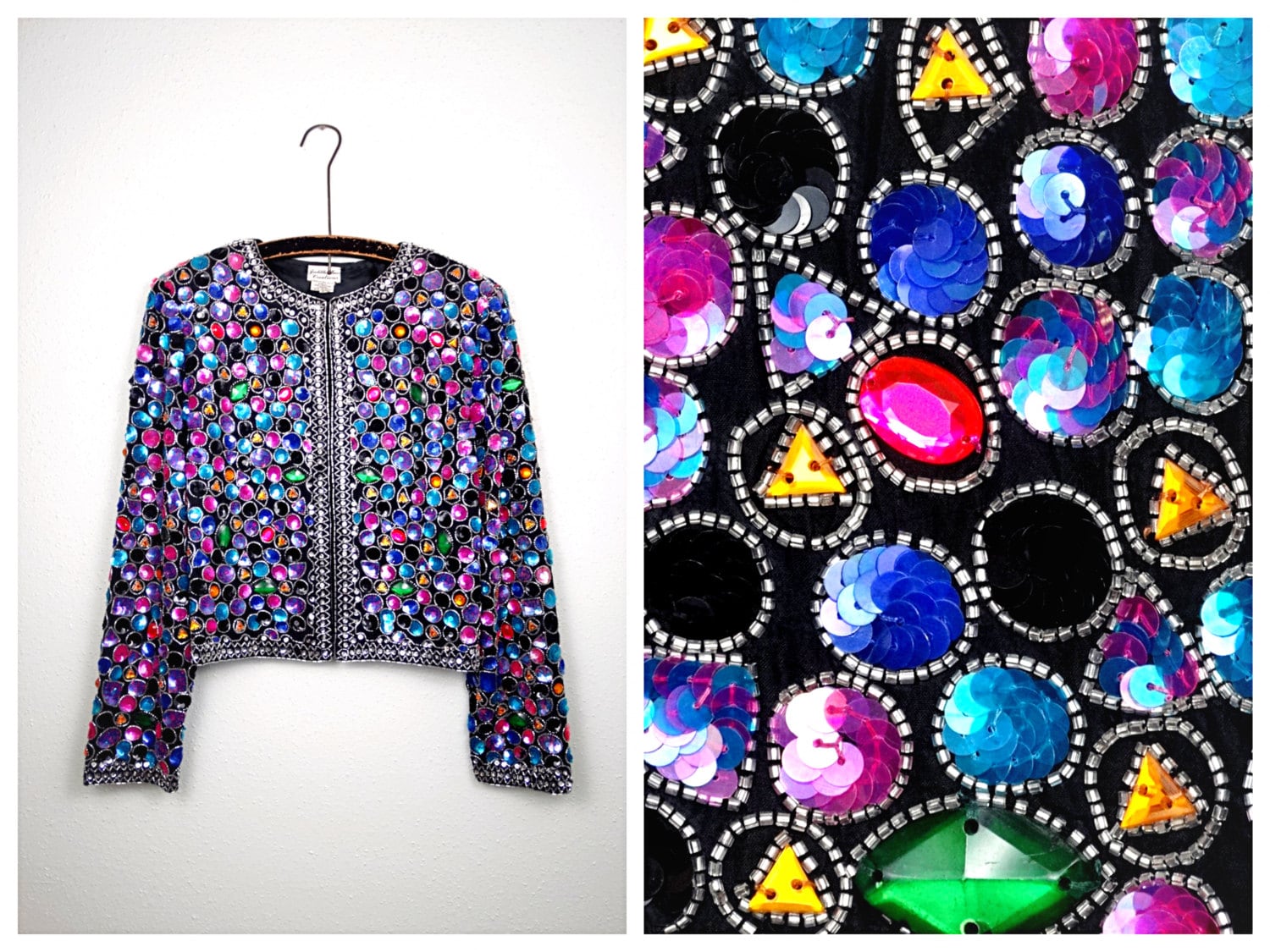 Glitz & Glam Jewel Beaded Jacket // Vintage Couture Sequined
