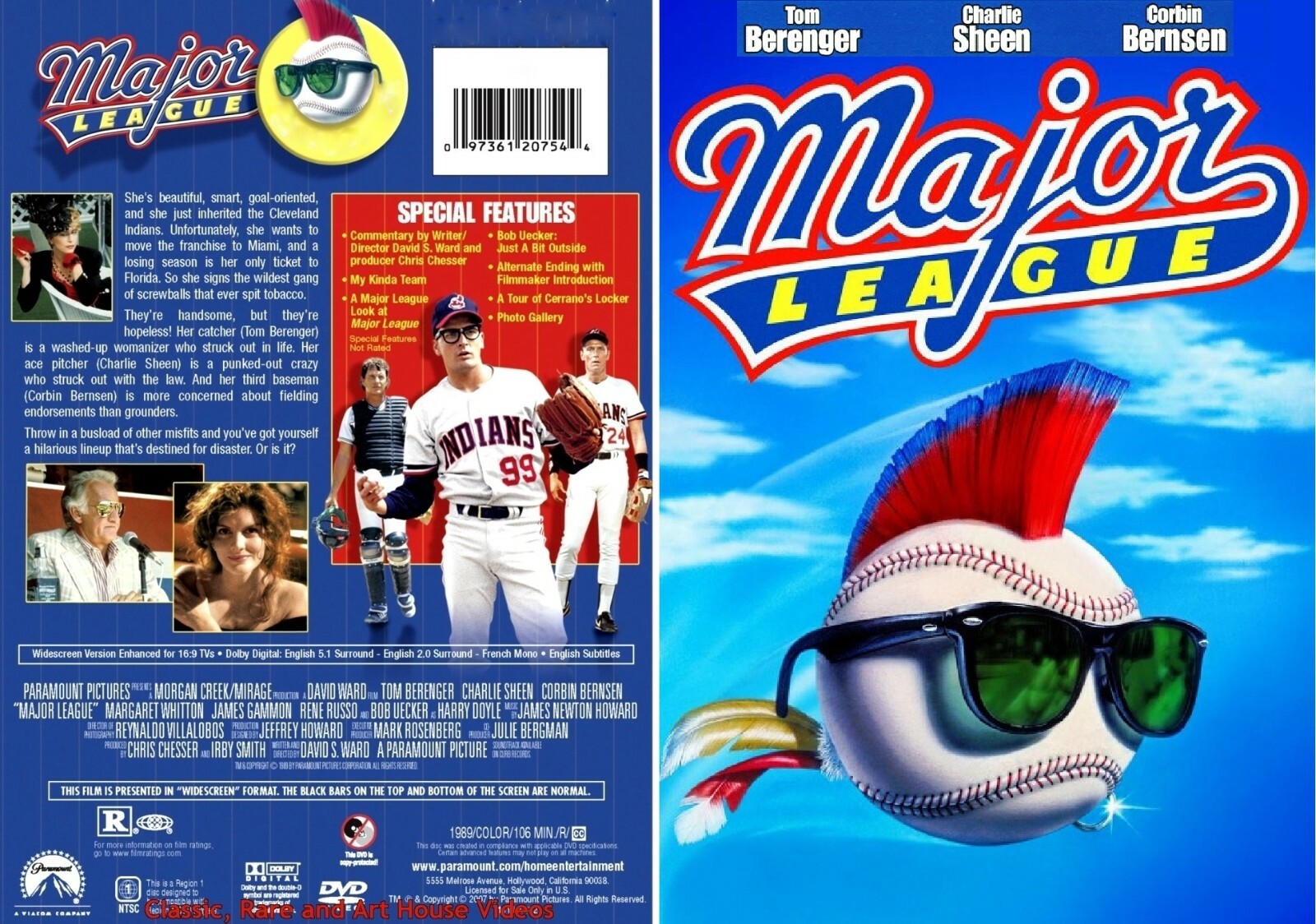 Major League ~ DVD ~ Tom Berenger, Charlie Sheen (1989