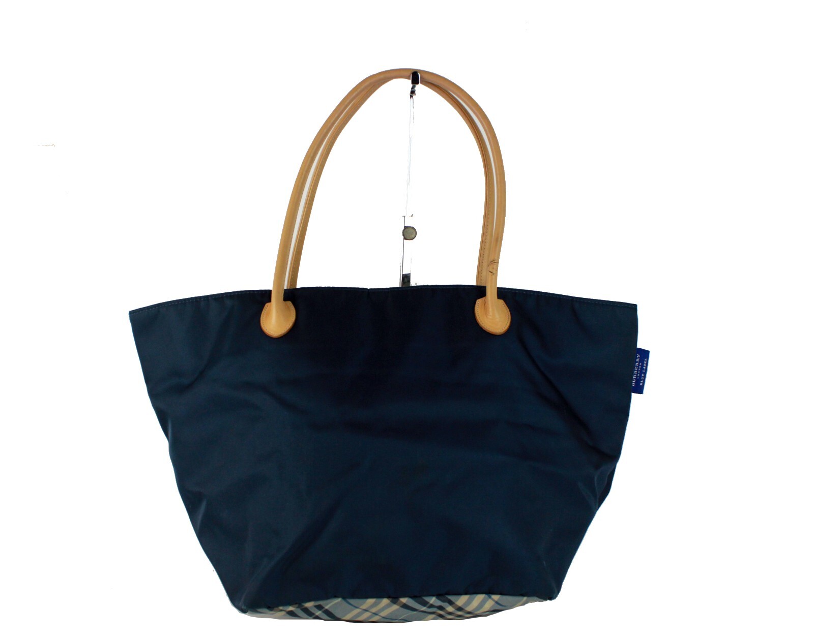 Burberry London Blue Label Nova Check Blue Nylon & Leather Tote