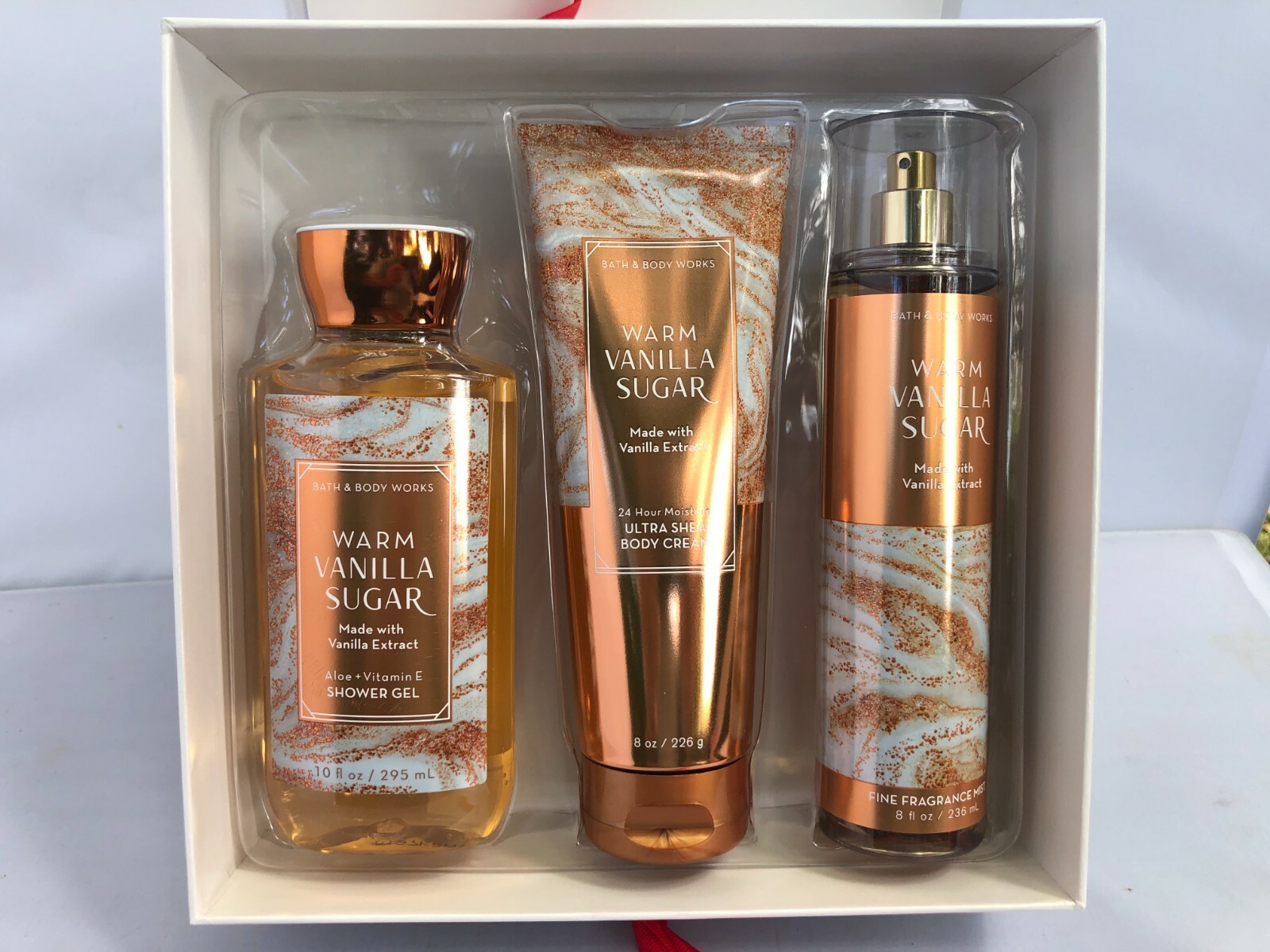 Bath & Body Works WARM VANILLA SUGAR Gift Box Set Body Mist Cream