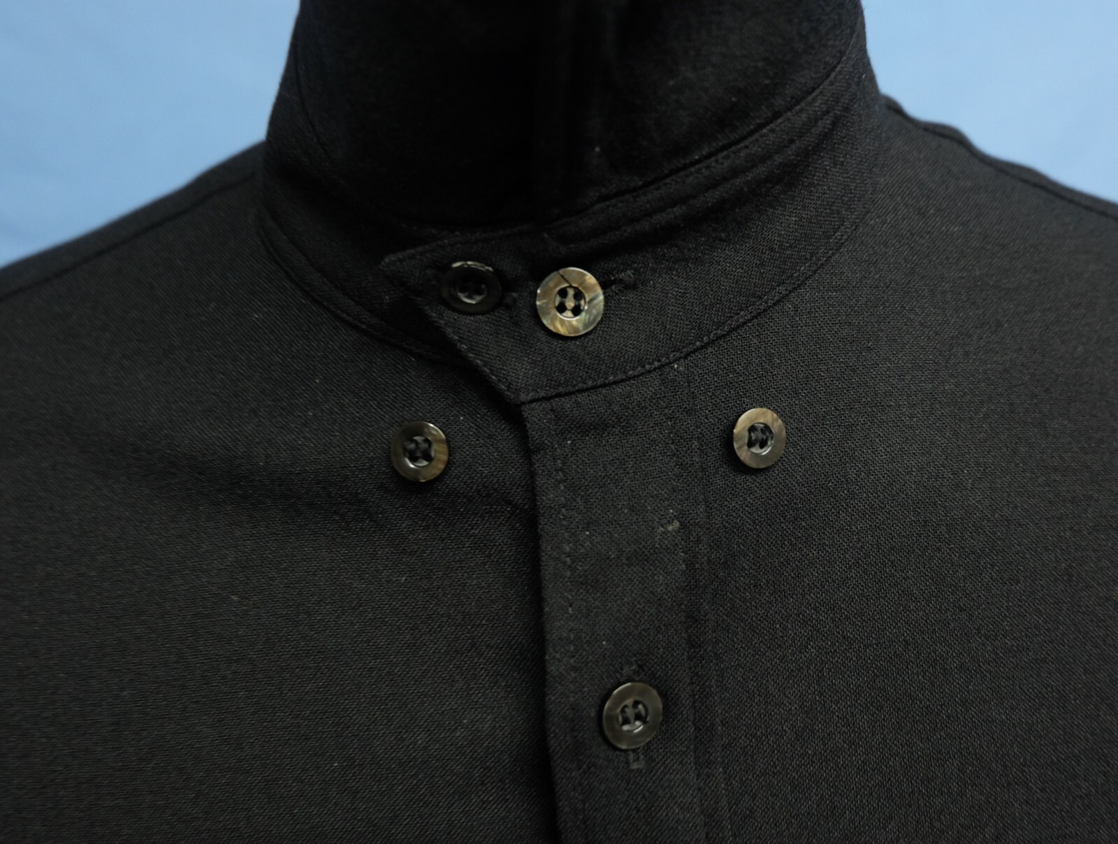 Yohji Yamamoto Y's for men Button Down Solid Black Fur Men Shirt L