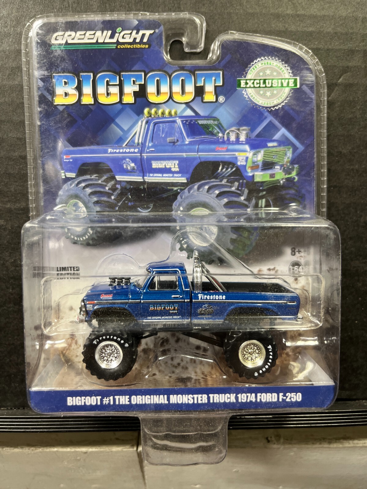 1/64 GREENLIGHT BIGFOOT THE ORIGINAL MONSTER TRUCK 1974 FORD F-250