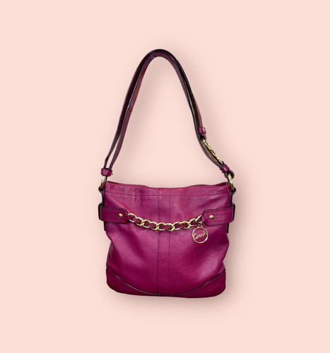 COACH F19722 Chain Duffle Luxury Designer Pink Leather Crossbody